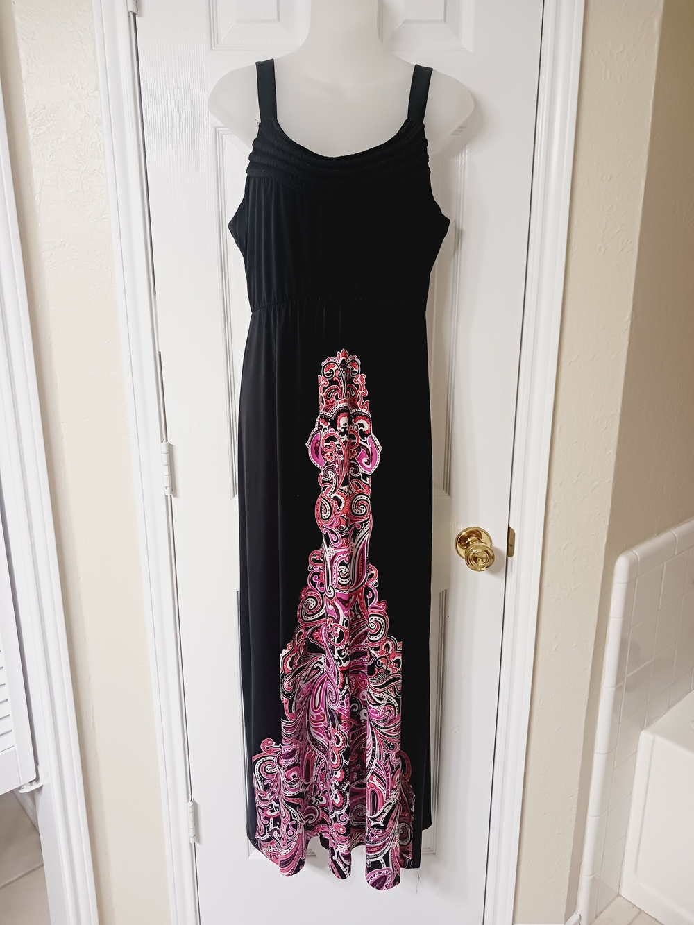 Soma Black Maxi Dress with Pink Paisley Panel